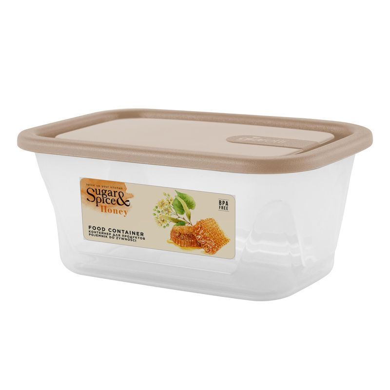 Контейнер пищевой 200мл пластик Honey латте прямоугольный (24)
