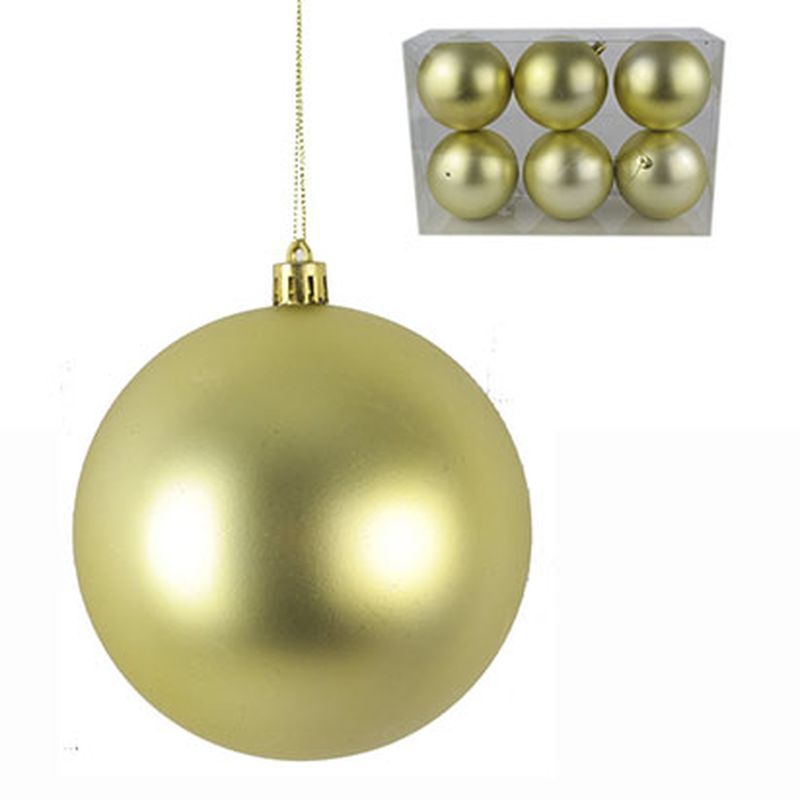 Игрушки новогодние на елку ШАР набор 6шт 10см пластик матовый (золото) (24)