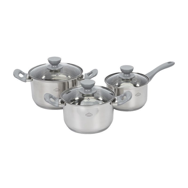 Набор посуды 3пр нерж.сталь SARGAS стекл.крышки (4)