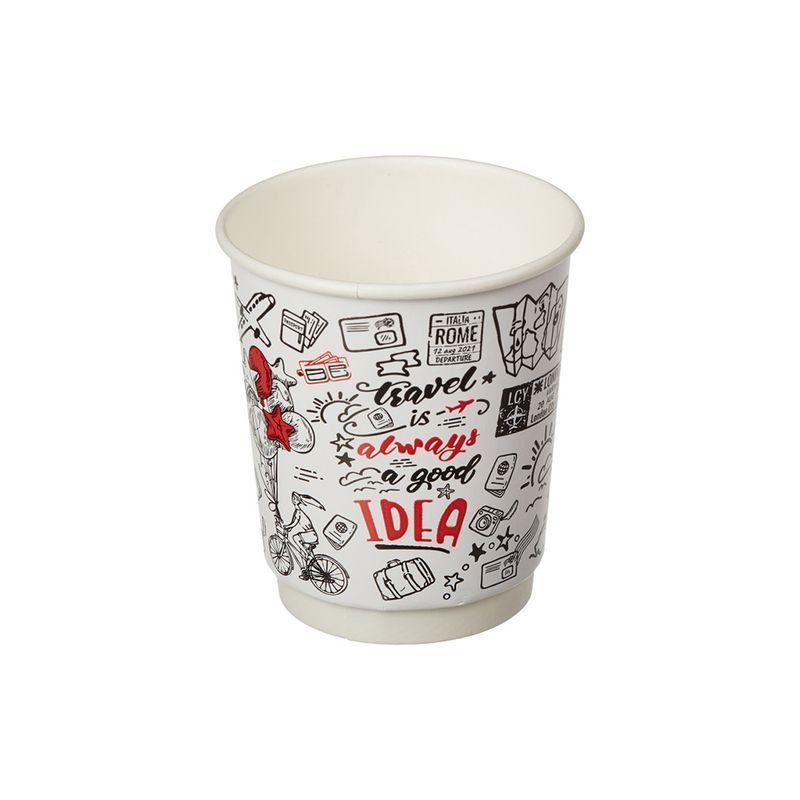 Стакан бумажный 250мл d80мм 2-х слойный для горячего Travel белый (600)