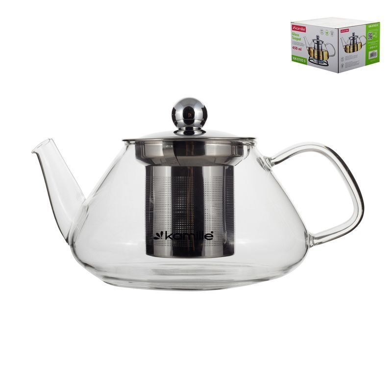 Чайник заварочный 450мл стекло со съемным мет.ситом арт.0782S (48)
