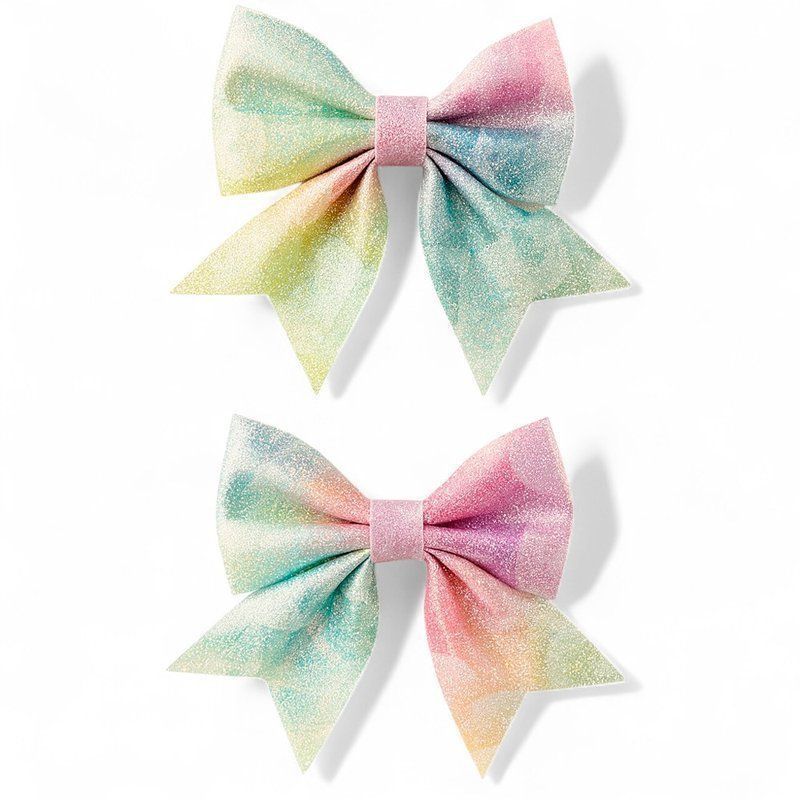 Украшение новогоднее БАНТ набор 2шт 10*15см текстиль радуга OSFB14-164/JC-16416 (400)