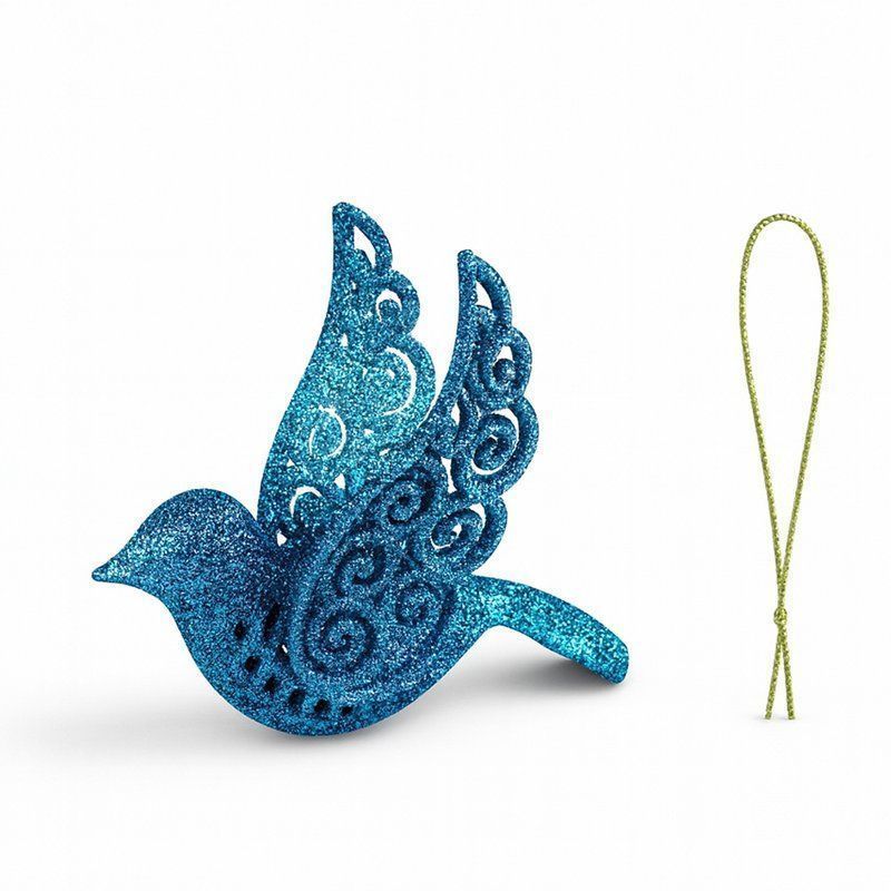 Игрушка новогодняя на елку ГОЛУБЬ 10*12см пластик синий OSHR22-729/JC-16527 (800)