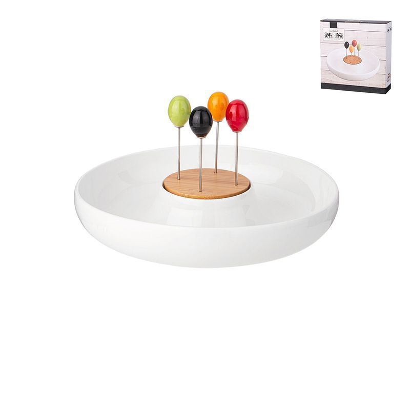 Менажница 2 секции 23*4,5см фарфор NATIVE 4 вилки (12)