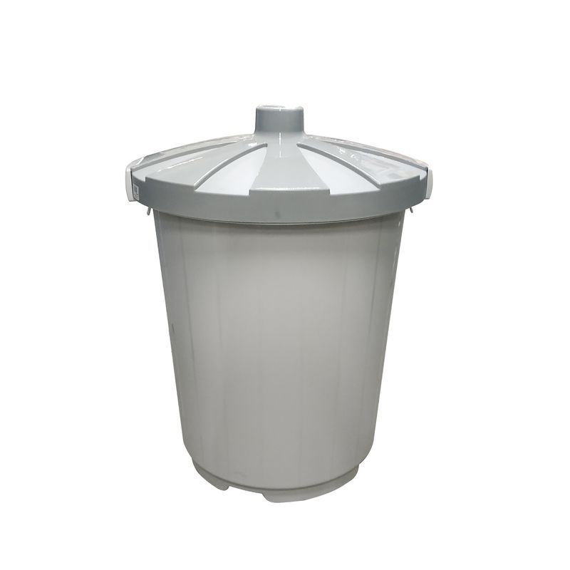 Бак для мусора 105л 55,5*55,5*62,5см пластик серый с крышкой на колесах (8)