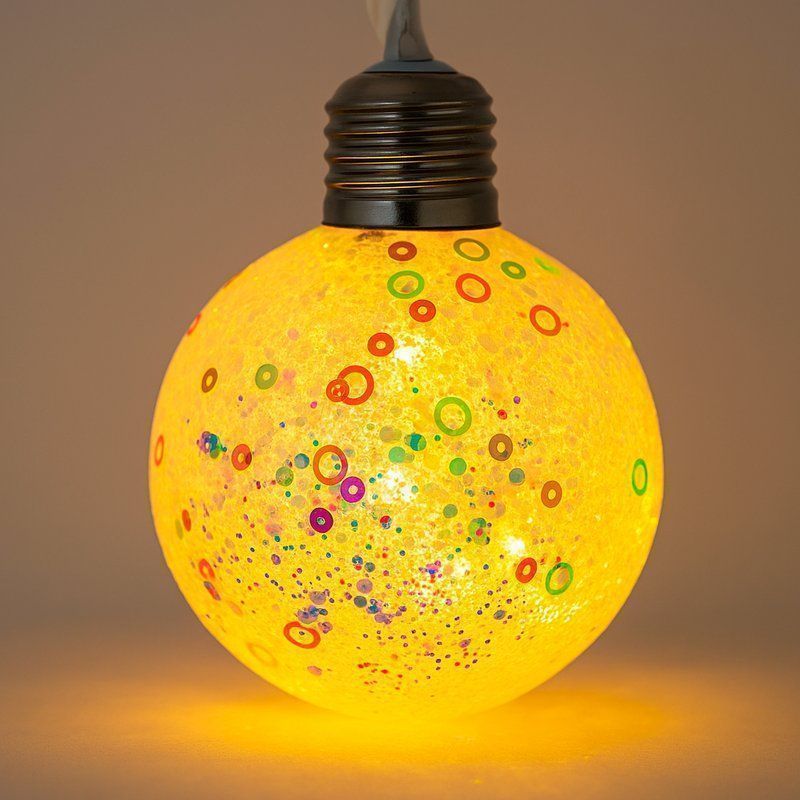 Игрушка новогодняя на елку световая ШАР 8см пластик конфетти мятный (с батарейкой) ST24-3076/JC-16698 (400)