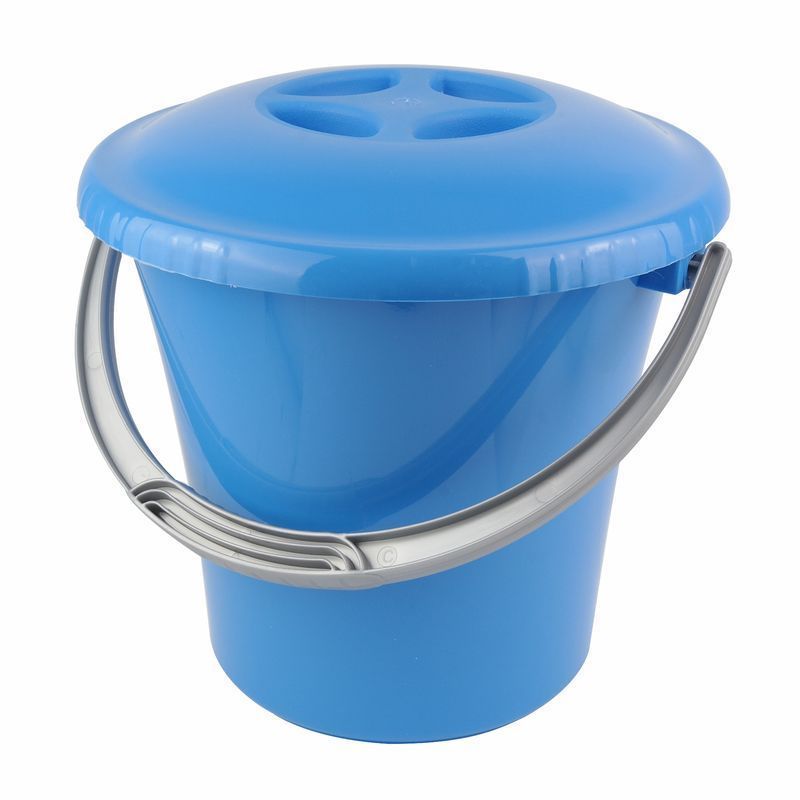 Ведро 7л пластик ЛИБЕРТИ голубое мерное с крышкой (16)