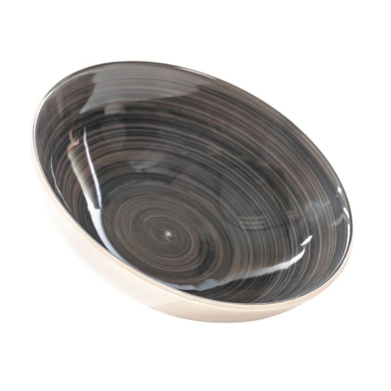 Тарелка глубокая 590мл 18см керамика Аэрография СЕРЕБРО (6/36)