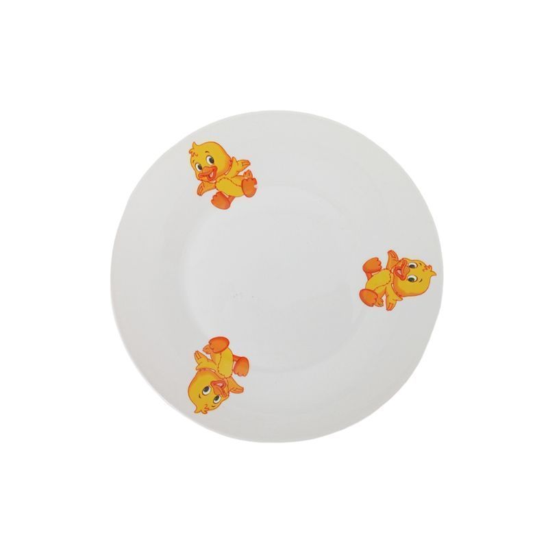 Тарелка детская мелкая 20см фарфор УТЁНОК плоская круглая (12/72)