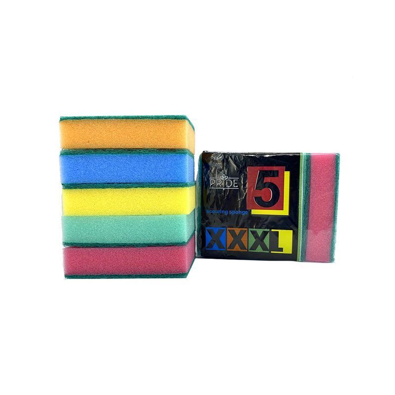 Губка для посуды 5шт 10*8см нейлон/поролон ГРАНД с чистящим слоем (30)