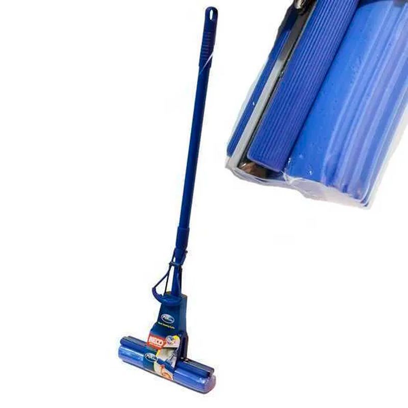 Швабра с отжимом одинарный ролик 26см телескопическая ручка 90-125см NECO (12) ВЫВОД