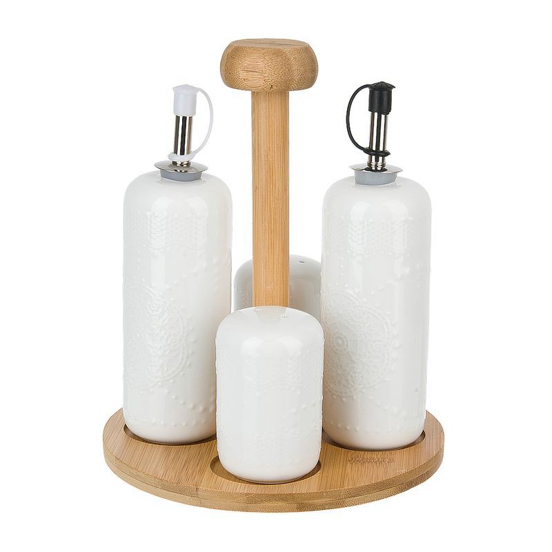 Набор для специй 4пр 17*17*20см (солонка, перечница, бутылки для масла) фарфор Naturel (6) ВЫВОД