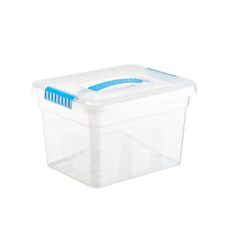 Контейнер для хранения пластик Standart 5л с лотком-органайзером 250*200*160мм прозрачно-голубой (9)