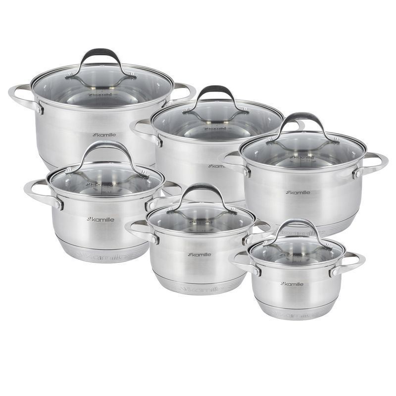 Набор кастрюль 6пр 1,8/2*2.3/2*3,3/5,8л нерж.сталь стекл.крышки 7-слойное дно (2/4)