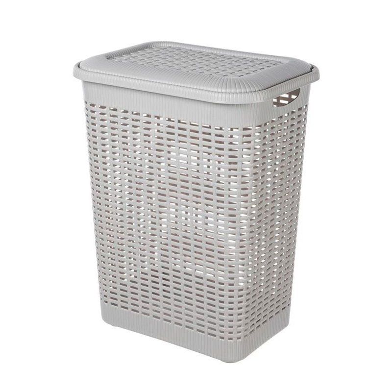Корзина для белья 50л 42*31*56см пластик светло-серая (6)
