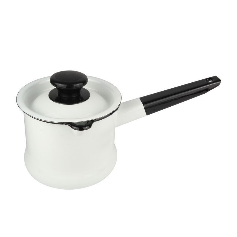 Ковш 1л эмаль белый с крышкой 90204-072 (8)