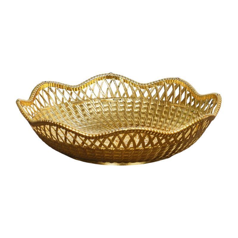 Корзинка плетеная пластик 18см золото (480)