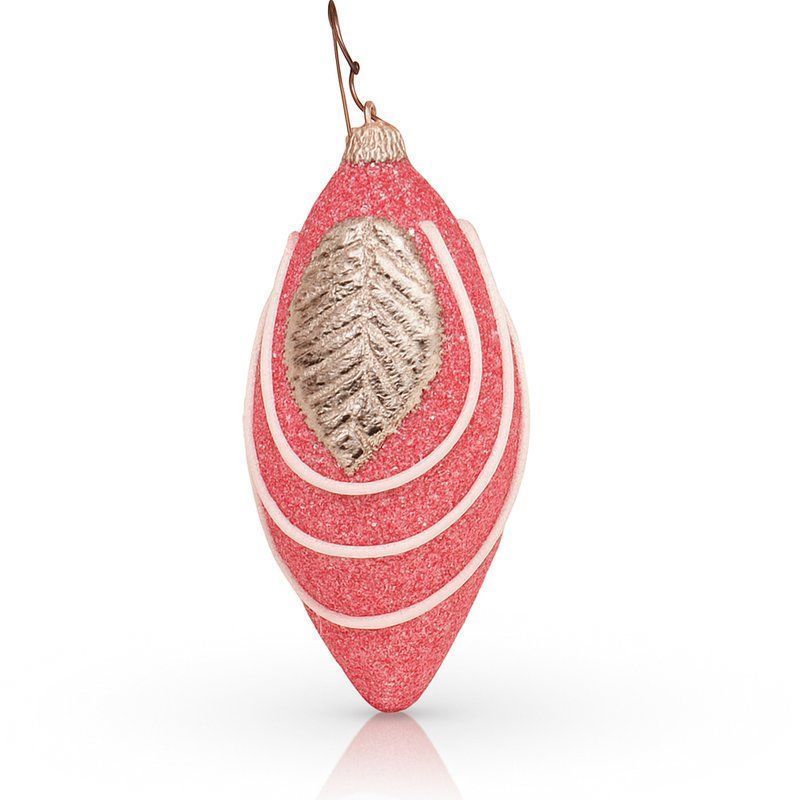 Игрушка новогодняя на елку СОСУЛЬКА 11*5,5см Листок пластик розовый с серебром JC-15040 (450)