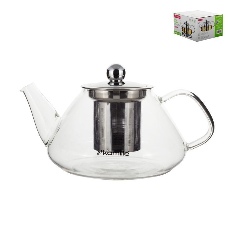 Чайник заварочный 700мл стекло со съемным мет.ситом арт.0782M (32)