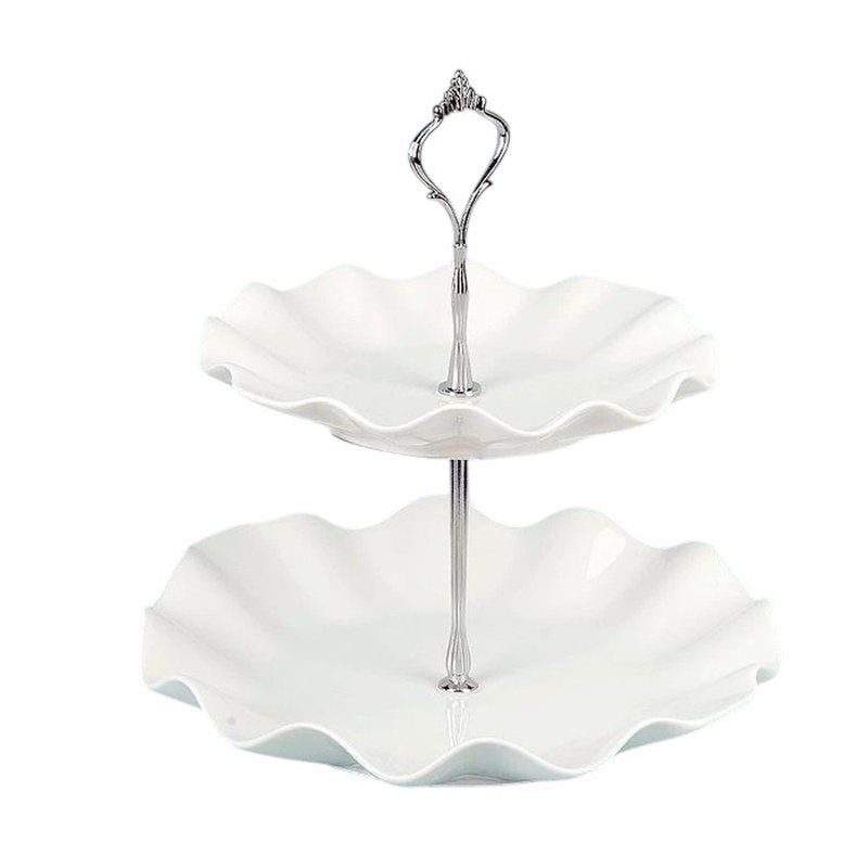 Этажерка сервировочная 2 яруса 19/24см h25см фарфор МАРШМЕЛЛОУ подар.уп. (12)