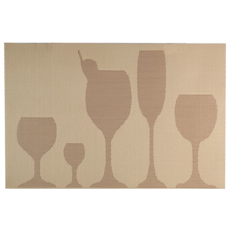 Салфетка сервировочная 30*45см ПВХ БОКАЛЫ бежевая JC-658беж (240)