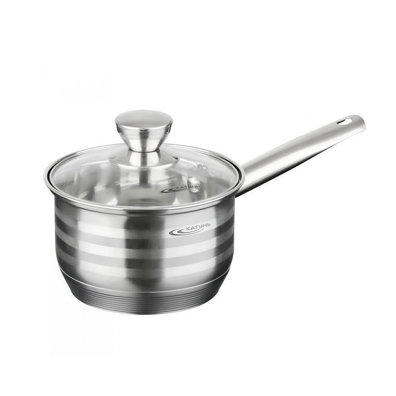 Ковш 1,8л h10,5см нерж.сталь ЭЛИС стекл.крышка d16см клеп.ручка индукция KT16-K (4)