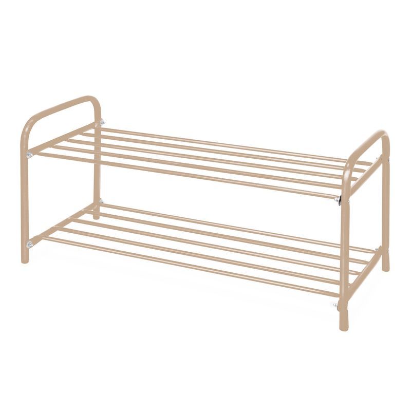 Полка для обуви 2 секции 360*330*800мм металл КОМФОРТ низкая бежевый металлик ЭТК2 (1)