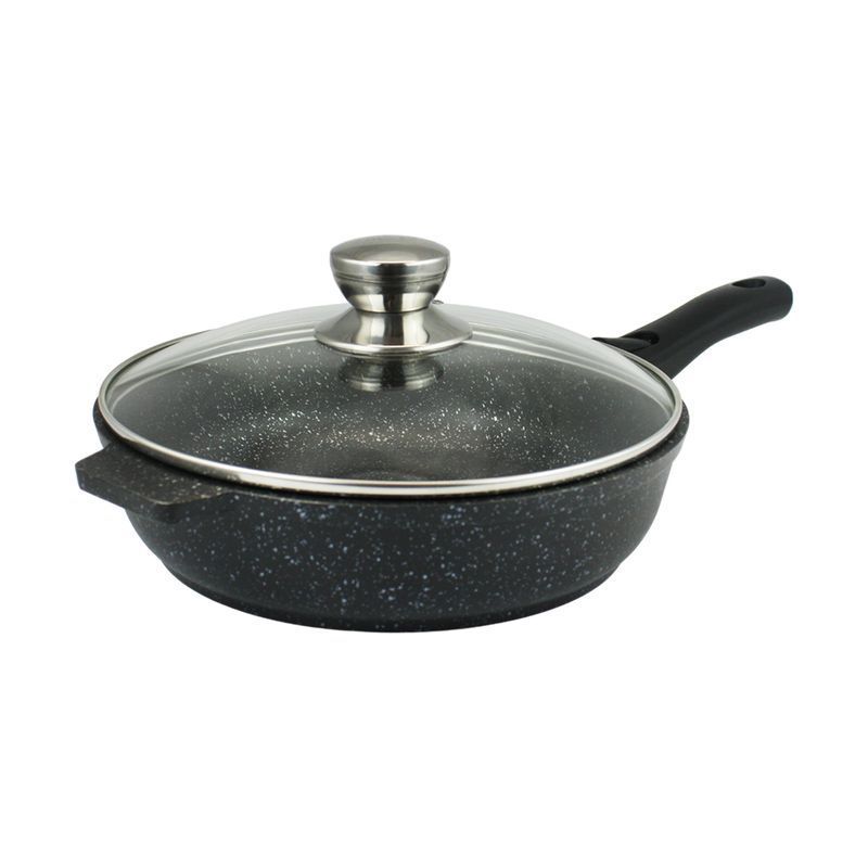 Сковорода 30см алюминий АП темный мрамор со стекл.крышкой несъемной ручкой (6)