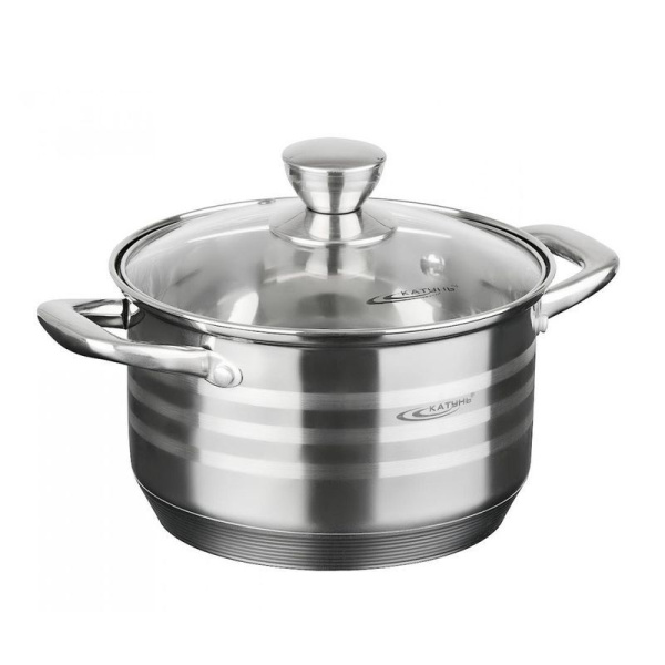 Кастрюля 2,5л h11см нерж.сталь ЭЛИС стекл.крышка d18см индукция KT16-d-18 (4)