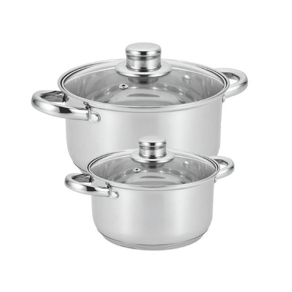 Набор кастрюль 2пр 2,2/,4,2л нерж.сталь ГРЕТТА стекл.крышка толщ. 0,4мм индукция подар.уп КТ04-F (2) 072401