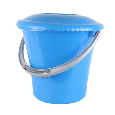 Ведро 10л пластик ЛИБЕРТИ голубое мерное с крышкой 28*27см (12)