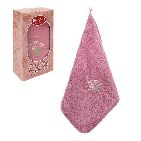 Полотенце микрофибра 35*75см Весна брусничный 300гр в подар.уп. м9011_29 S 35*75