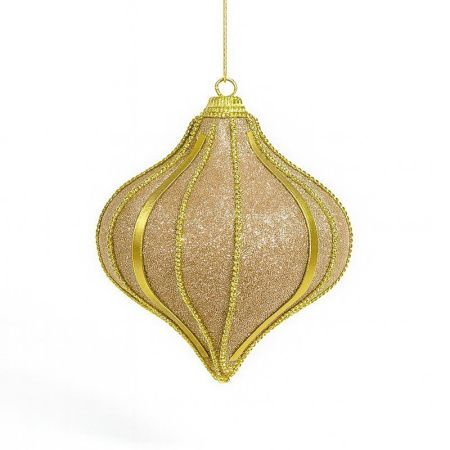 Игрушка новогодняя на елку ВОЛЧОК 8*9см пластик розовый с золотом JC-15001 (384)