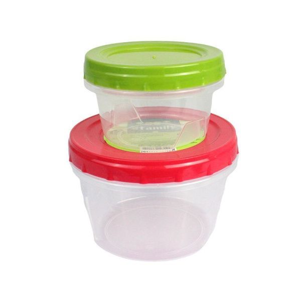 Контейнер пищевой набор 2пр пластик (0,3/0,7л с завинчивающейся крышкой 125*125*85мм)  (27)
