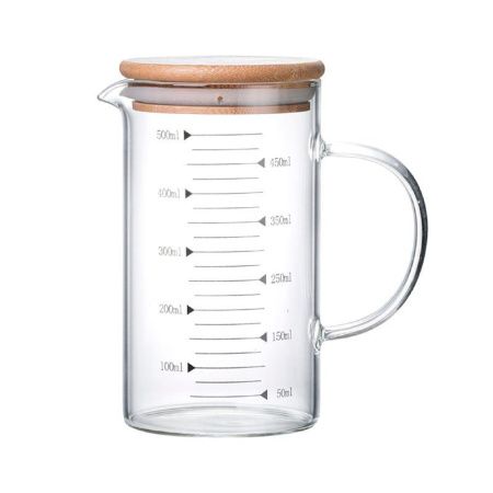 Кувшин 500мл стекло с бамбук.крышкой и мерным делением LCWJ102 (100)