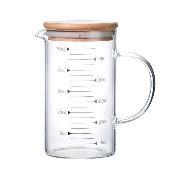 Кувшин 500мл стекло с бамбук.крышкой и мерным делением LCWJ102 (100)