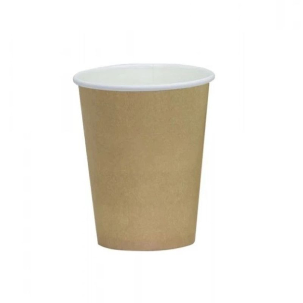Стакан бумажный 250мл d80мм 1-слойный для горячего крафт бежевый (1000)