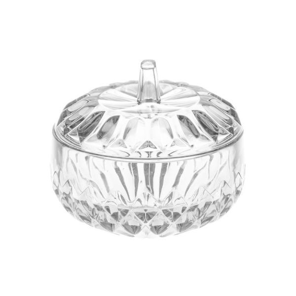 Сахарница 500мл 12*10,5см пластик БОГЕМА прозрачная с крышкой (15)