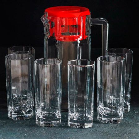 Набор питьевой 7пр стекло КОШЕМ (кувшин 1,25л, стаканы 6шт 260мл) (4)