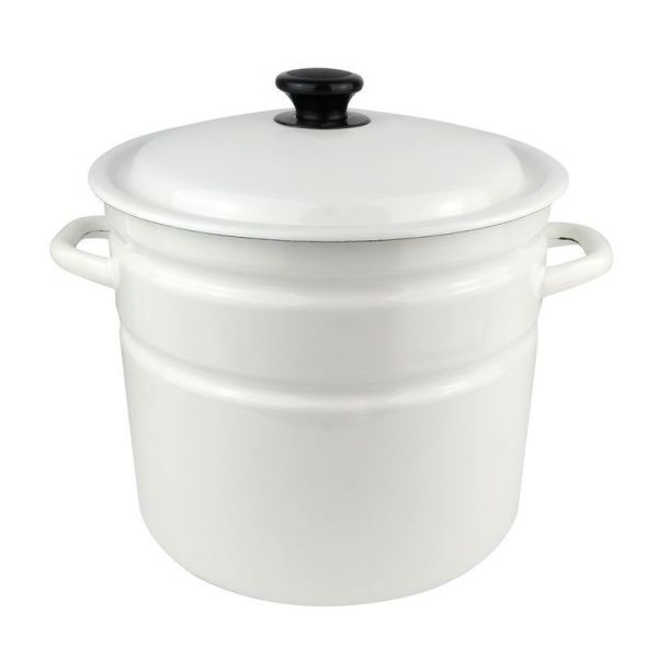 Кастрюля 12л эмаль белая цилиндрическая борт 41804-242-У (2)