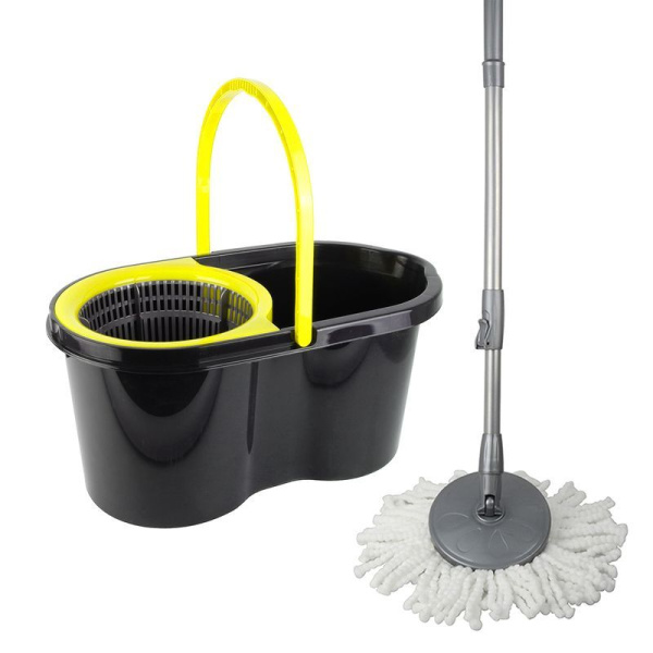 Комплект для влажной уборки 14л пластик ДУНЯ (ведро, швабра с насадкой) желто-черный (1)