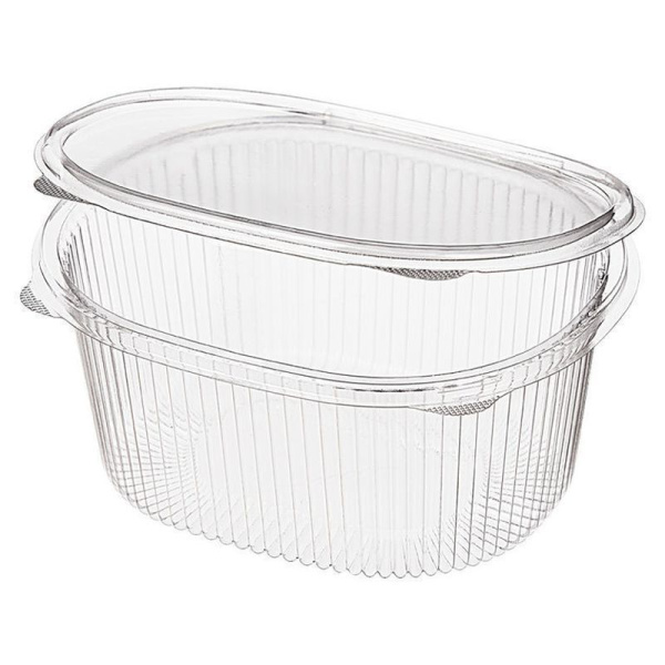 Контейнер одноразовый 1000мл полистирол овальный прозрачный с крышкой РКС-1000 (420)