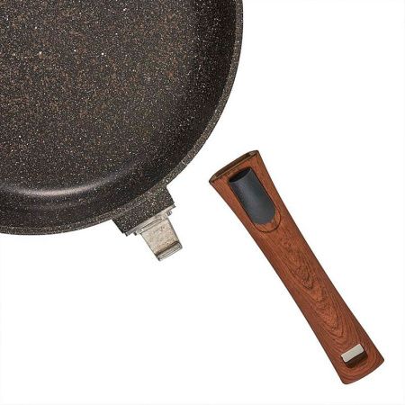 Сковорода-сотейник 26см алюминий АП МЕГАЛИТ стекл.крышка съем.ручка soft-touch Гранит (6)