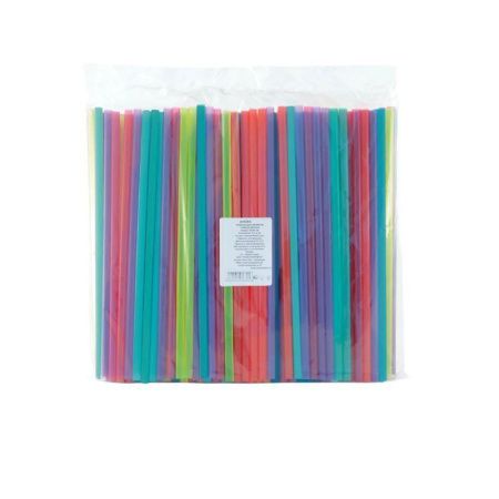 Трубочки для коктейля 250шт 8*240мм пластик прямые цветные AVIORA (24)
