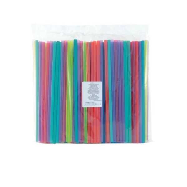 Трубочки для коктейля 250шт 8*240мм пластик прямые цветные AVIORA (24)