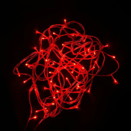 Гирлянда эл. 10м 100LED красный плоская вилка 110В JC-15345 (100)