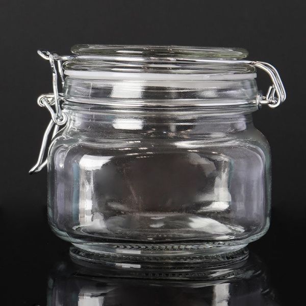 Банка для сыпучих продуктов 500мл cтекло с фиксатором O801 (48)