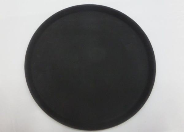 Поднос 28см стекловолокно черный прорезиненный круглый JC-3775 (25)