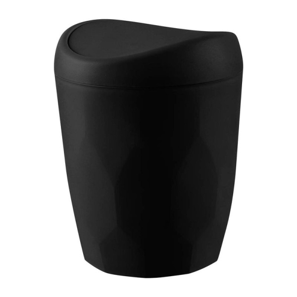 Контейнер для мусора настольный 1л пластик KeeРlex Light черный лотос с подвижной крышкой (16)