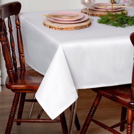 Скатерть 220*150см полиэстер 75% хлопок 25% ГЛАДЬ белая 1809А-01